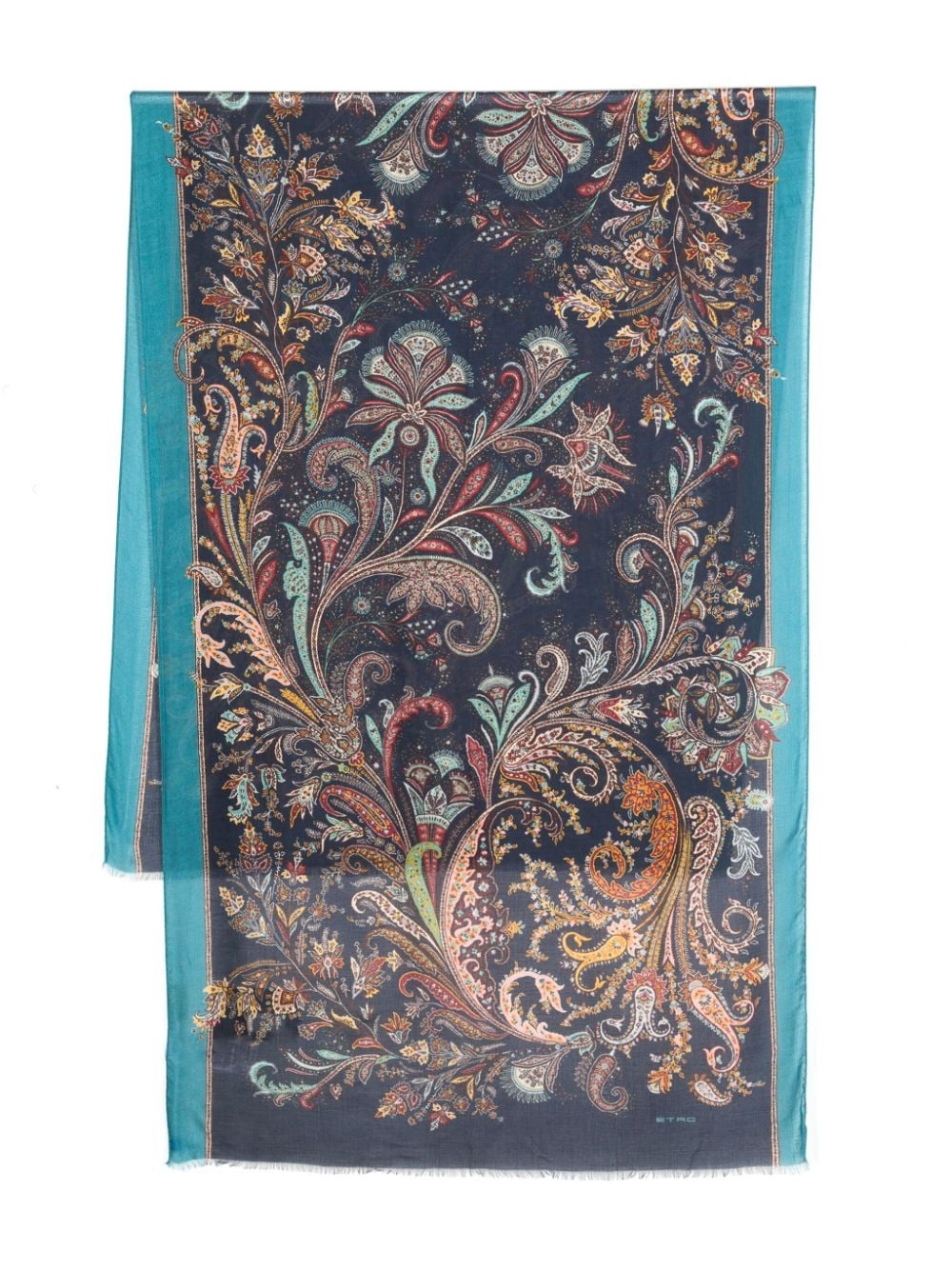 paisley-print frayed scarf - 1