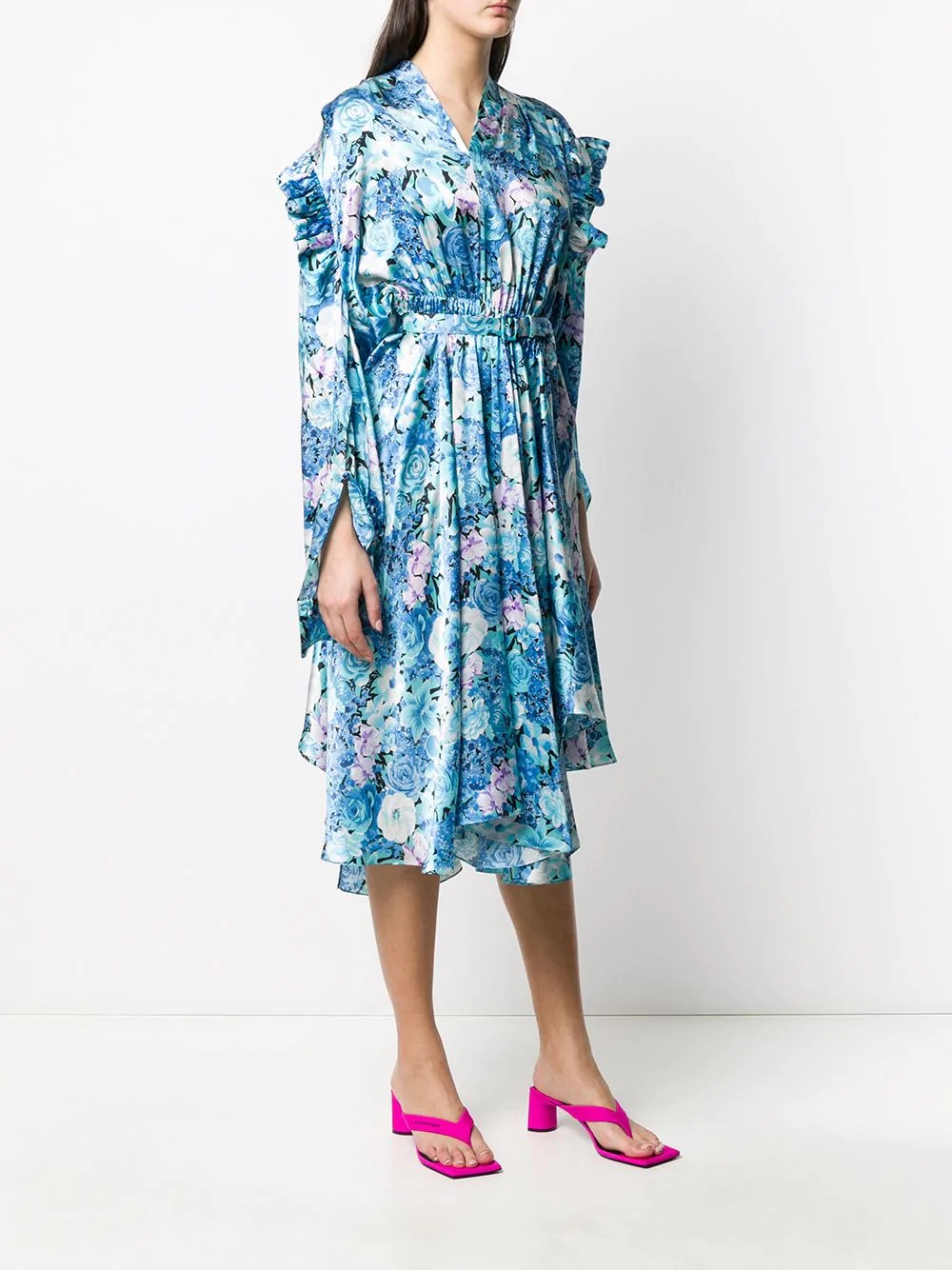 floral print ruffle-trimmed dress - 3