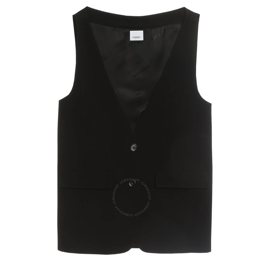 Burberry Ladies Black Silk Tailored Waistcoat - 1