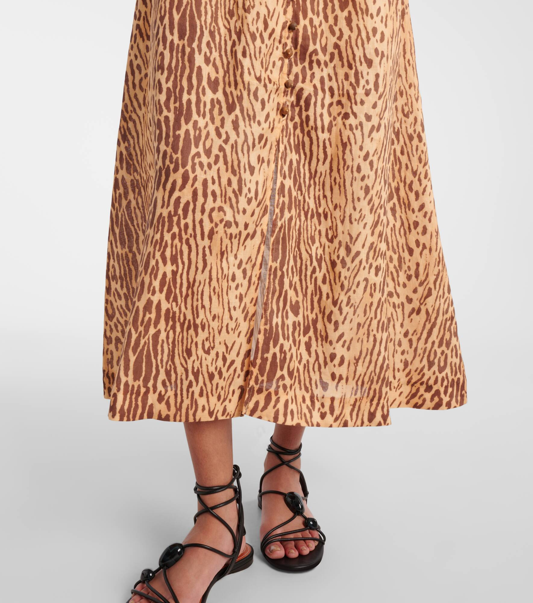 Cascadian leopard-print linen midi dress - 6