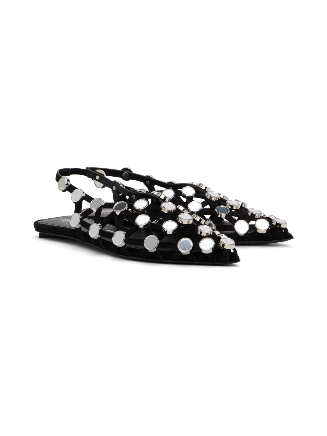 Black Grid Ballerina Flats - 4