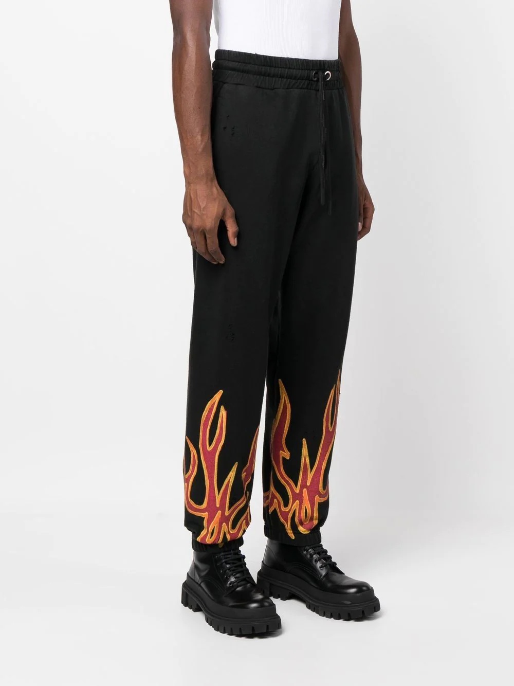 flame-detail cotton joggers - 4