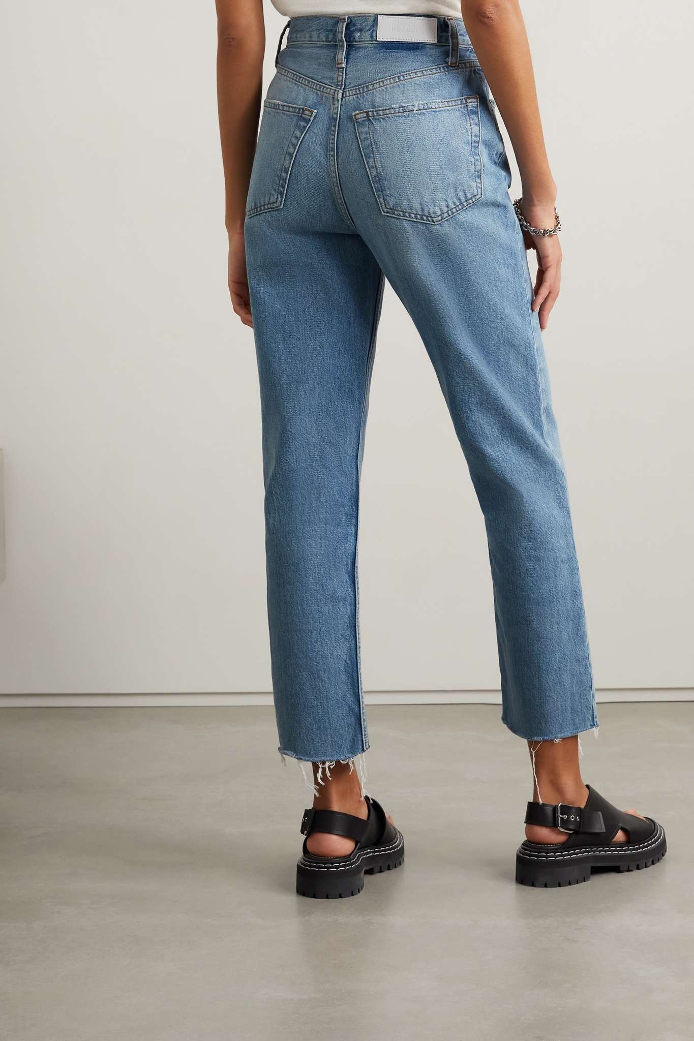 70s High Rise Stove Pipe distressed straight-leg jeans - 4