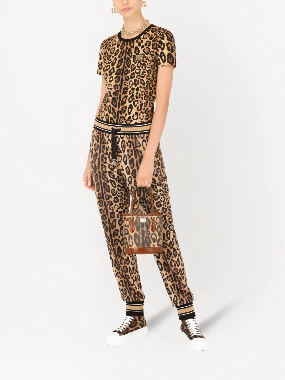 leopard-print leather tote bag - 2