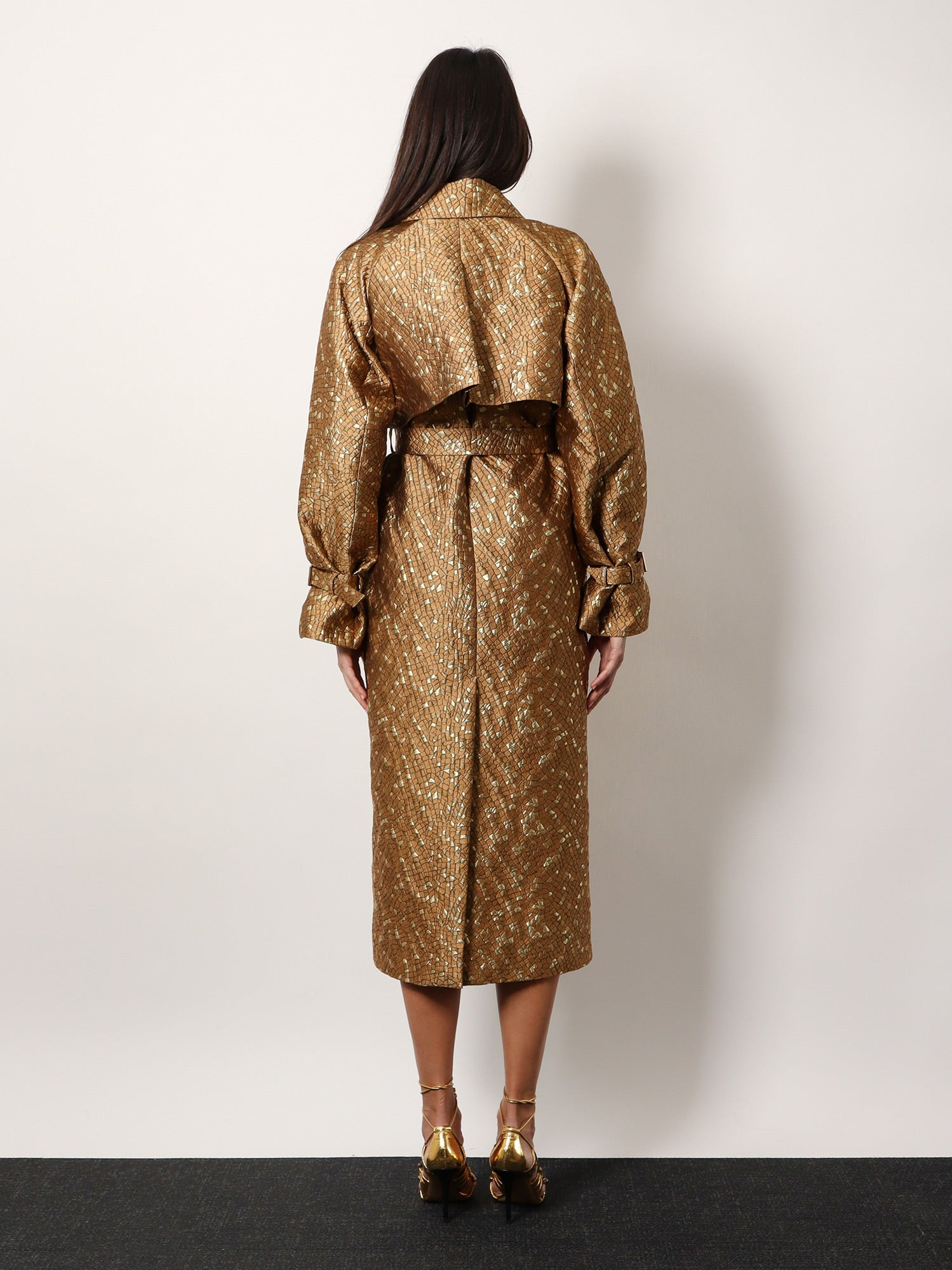 Max Mara Women Salsa Oversize Jacquard Fabric Trench With Mosaic Effect - 3