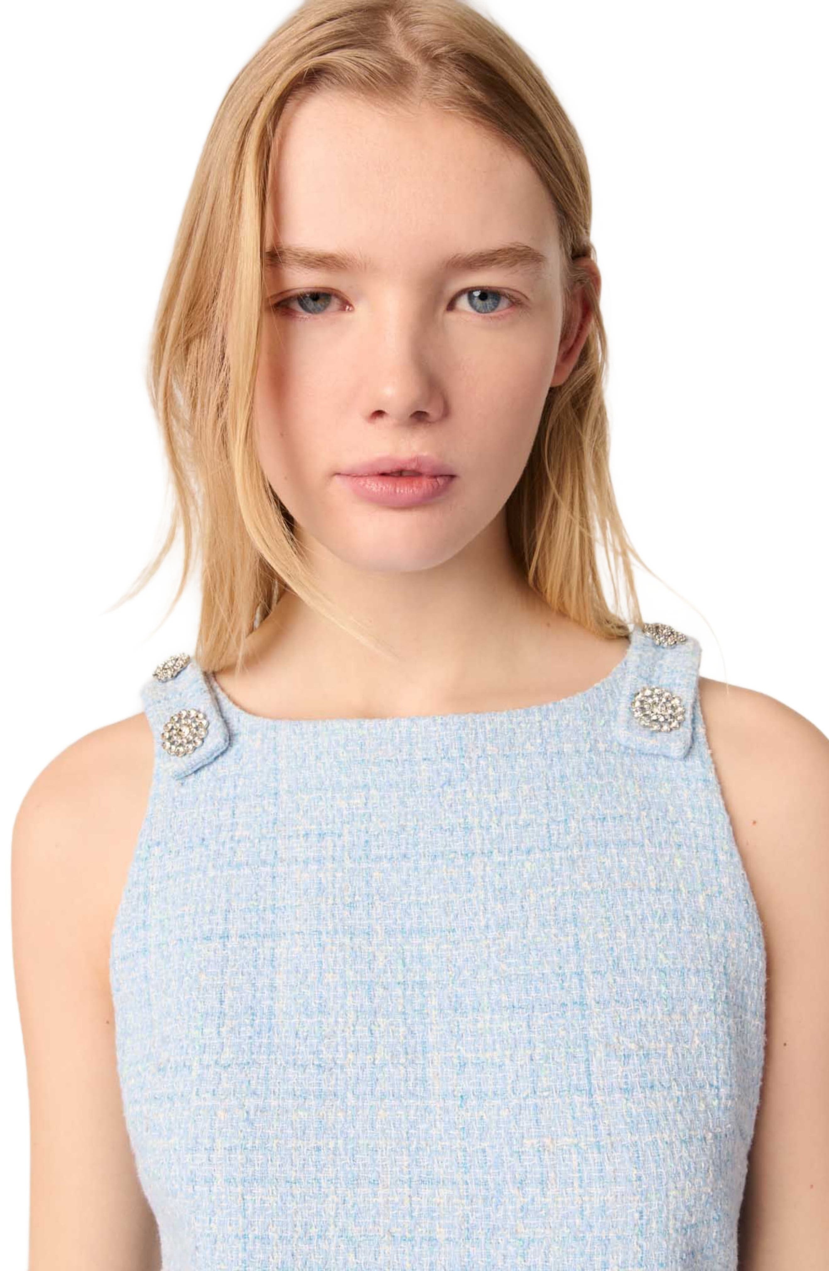 maje Mini tweed dress in Blue Sky at Nordstrom - 6
