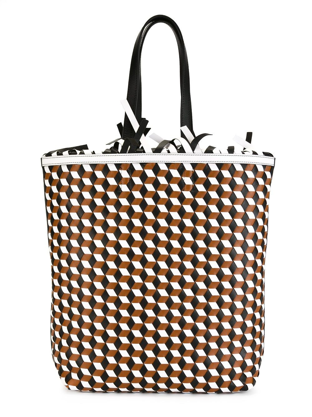 geometric pattern frilled shoulder bag - 3