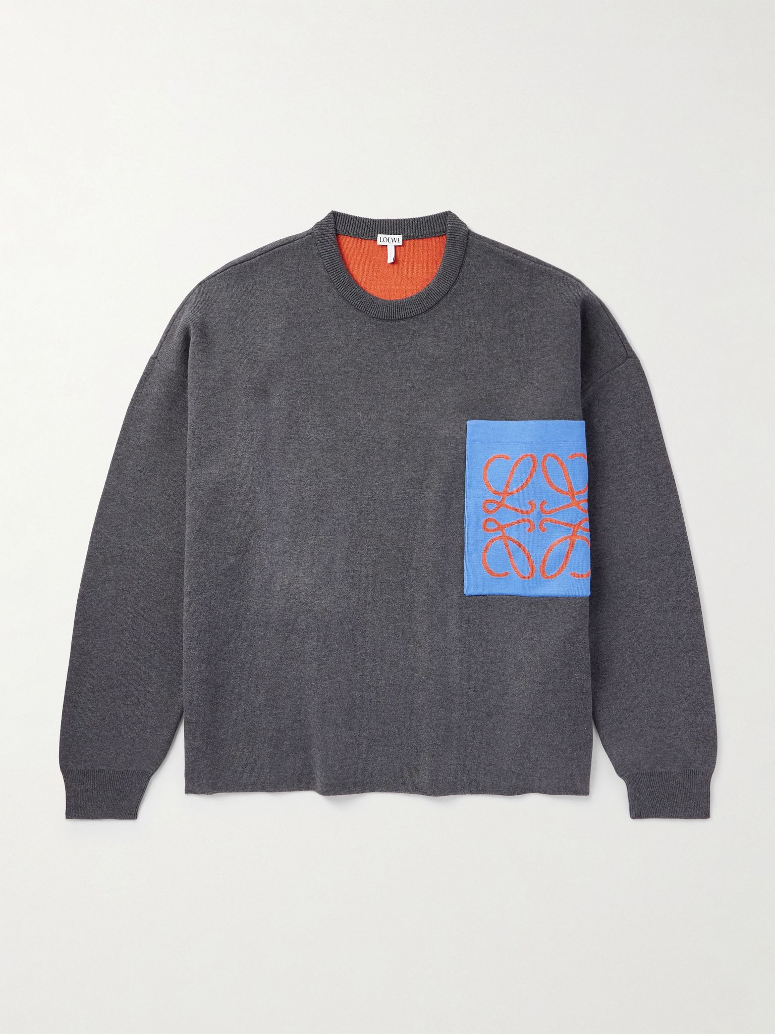 Anagram Logo-Jacquard Knitted Sweater Gray - 1