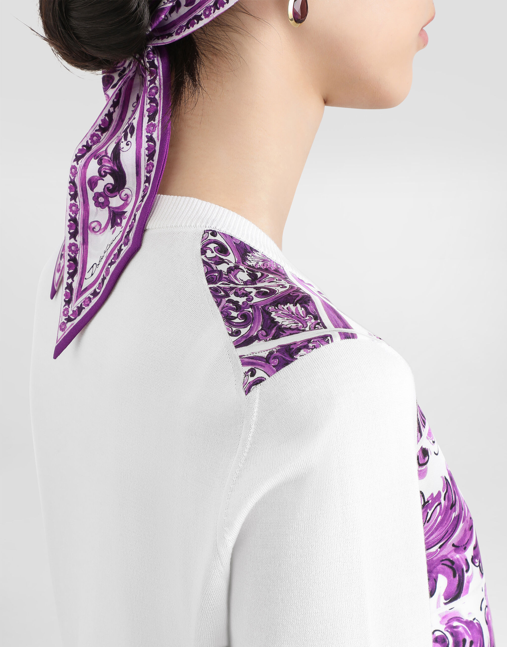 Majolica-print silk cardigan - 5