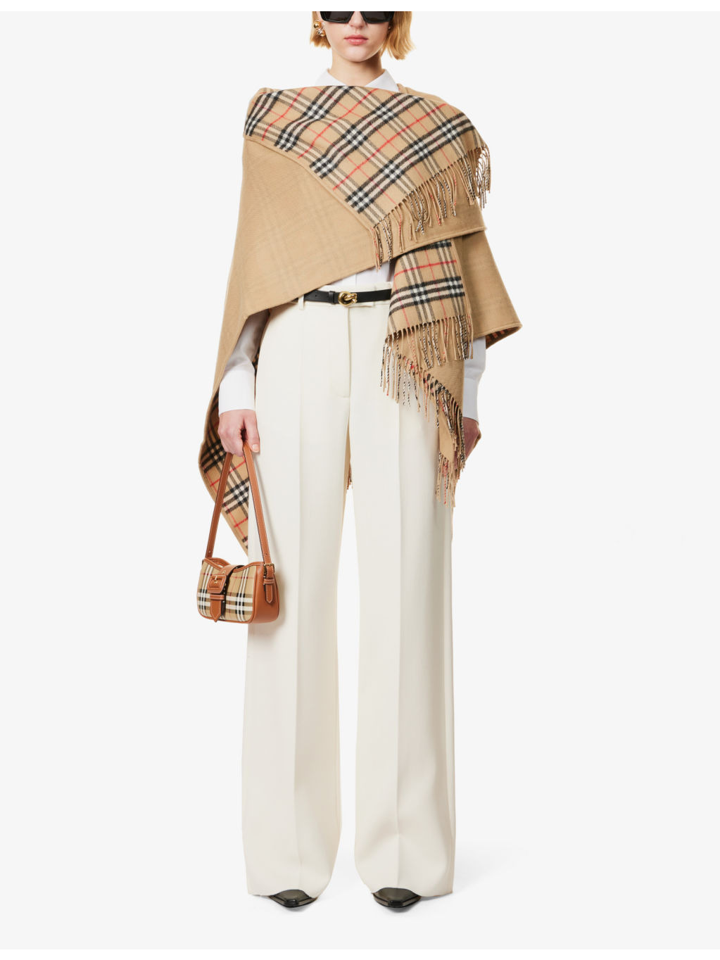 Vintage Check wool cape - 2
