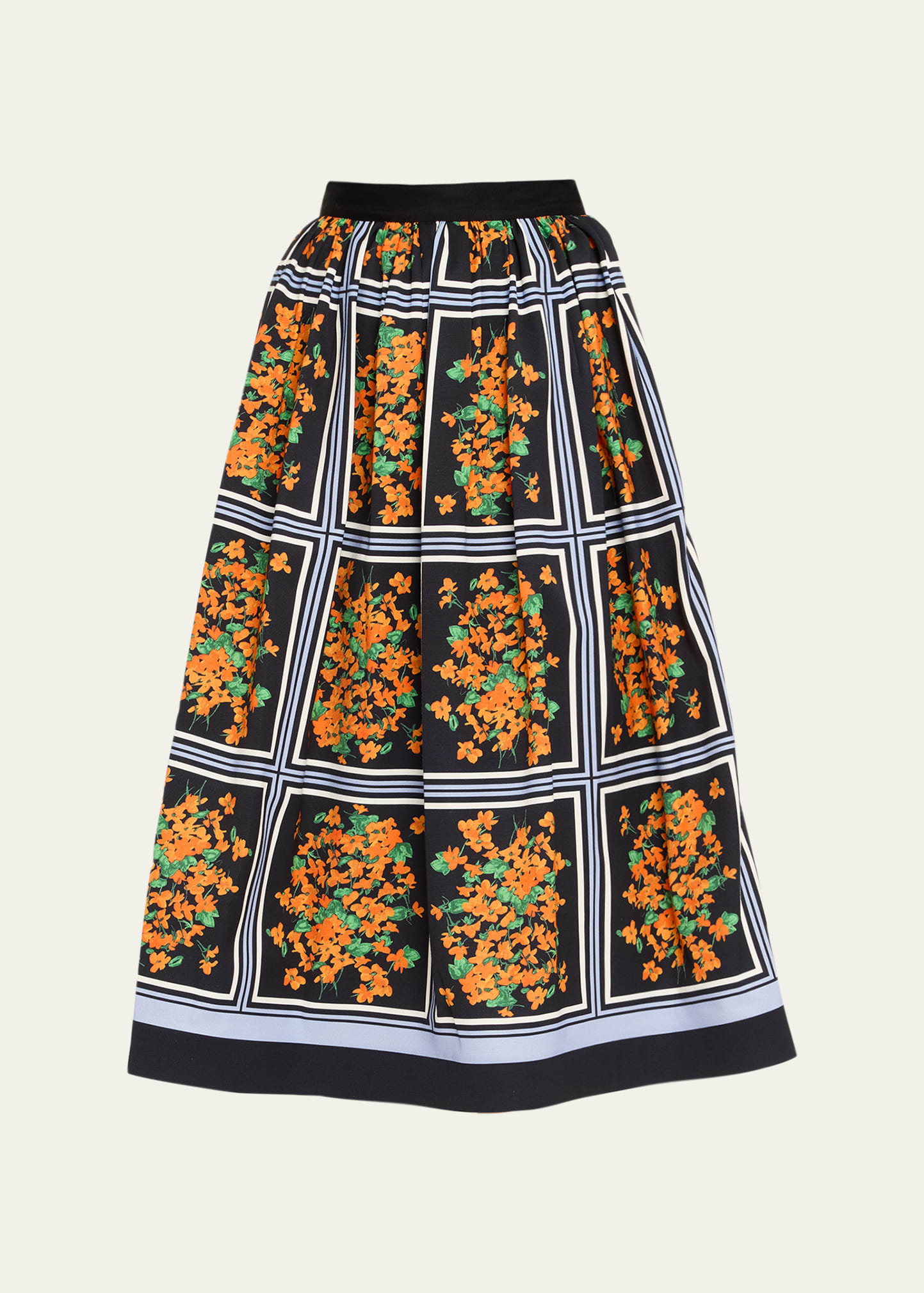Floral-Print Full Midi Skirt - 1