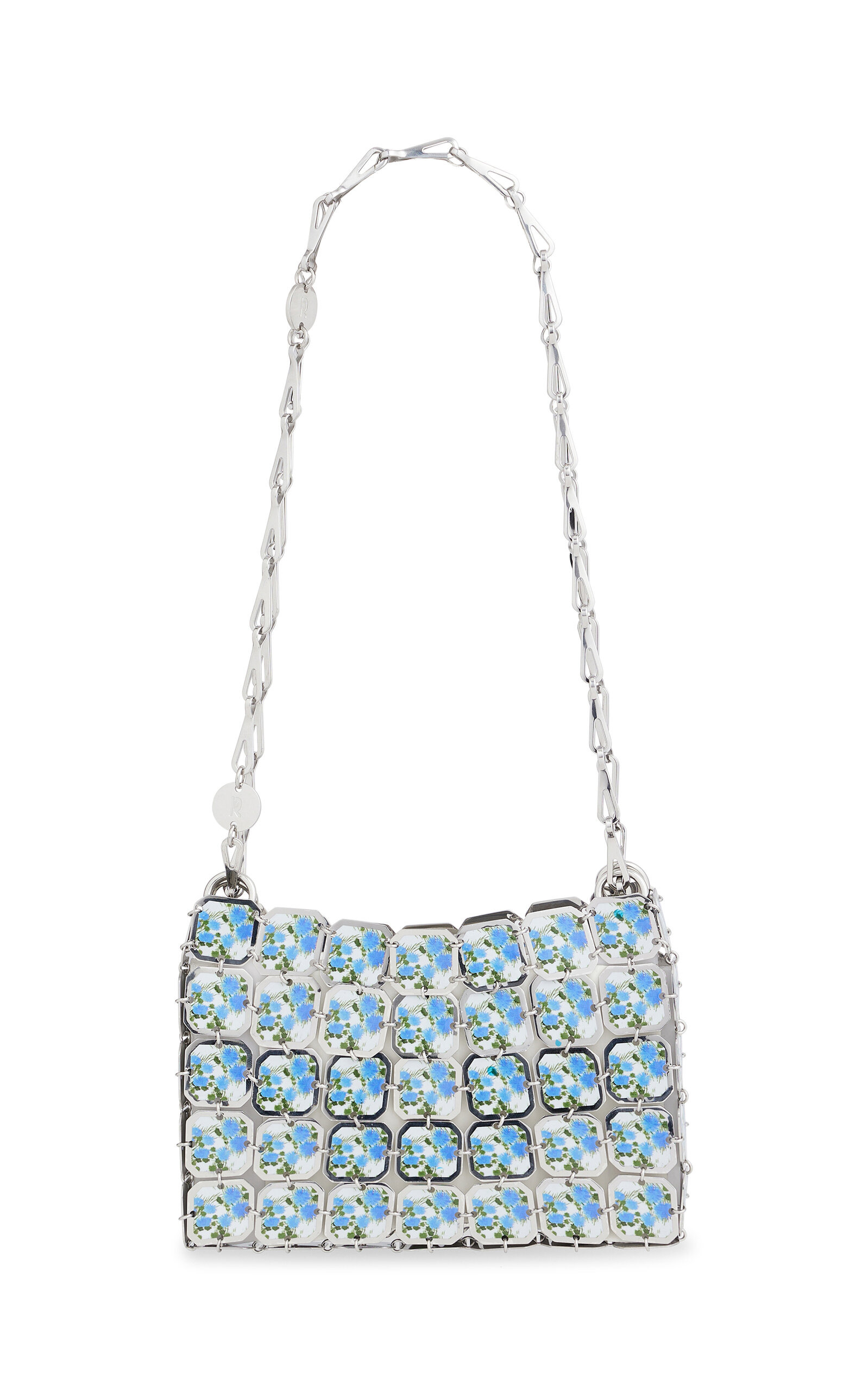 Flower Printed Steel Paillette Shoulder Bag blue - 1