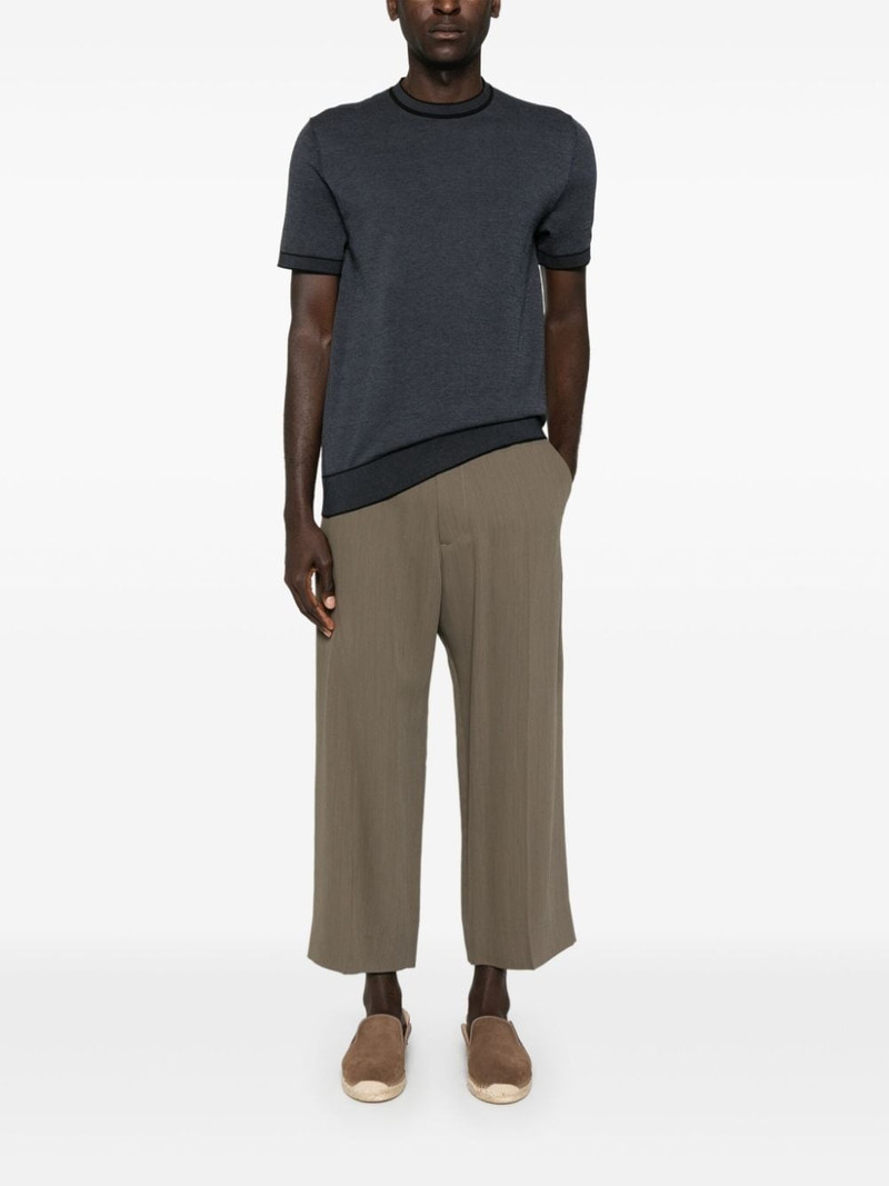Brioni stripe-trim cotton T-shirt outlook