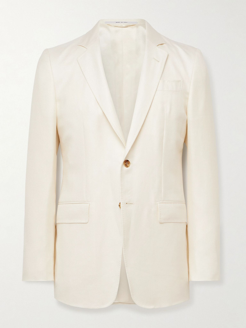 Irving Slim-Fit Unstructured Wool, Silk and Linen-Blend Twill Suit Jacket Ivory 1