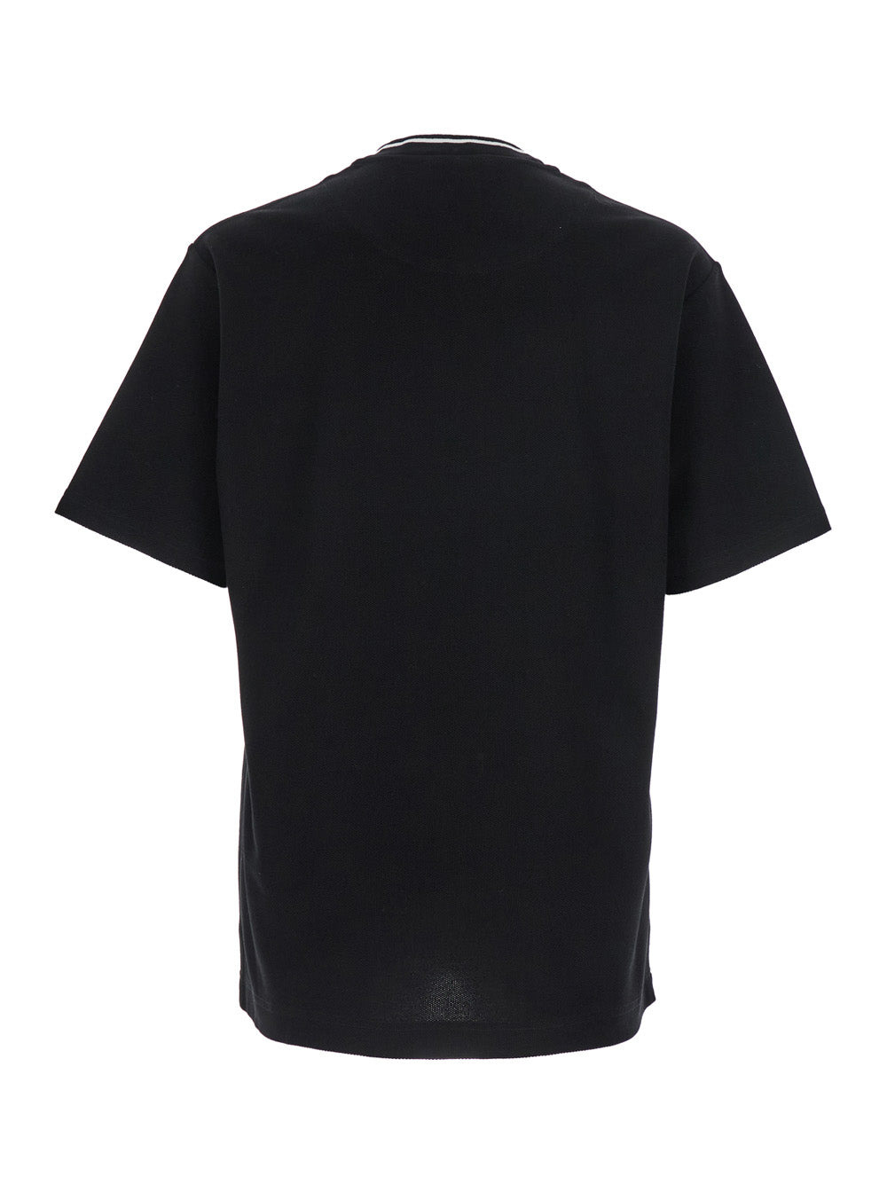 Dolce & Gabbana Men Black Crewneck T-Shirt With Logo Embroidery On The Front In Cotton Man - 2