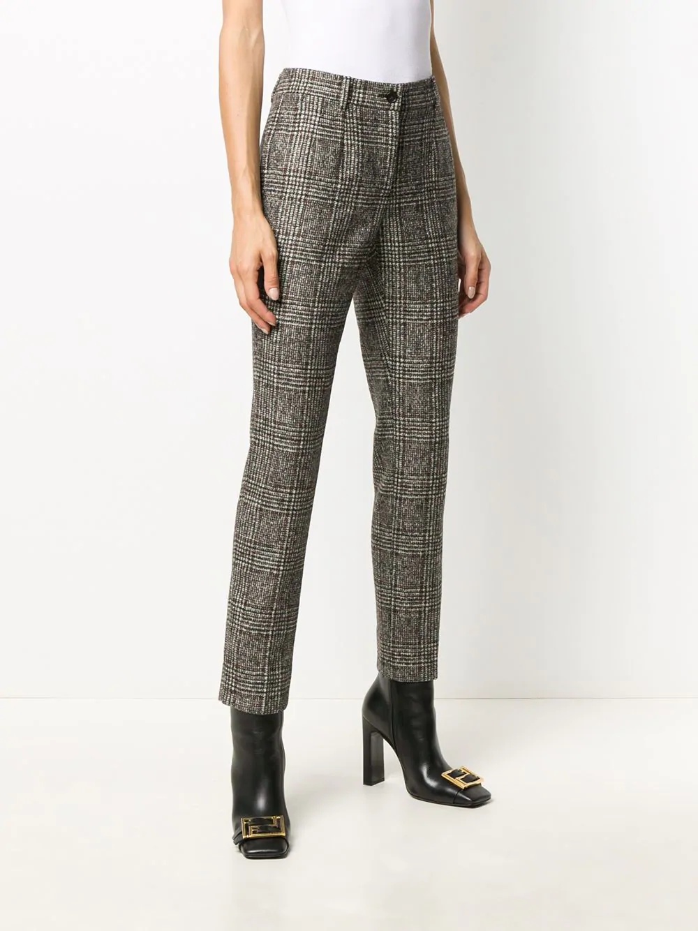 checked slim-fit trousers - 3