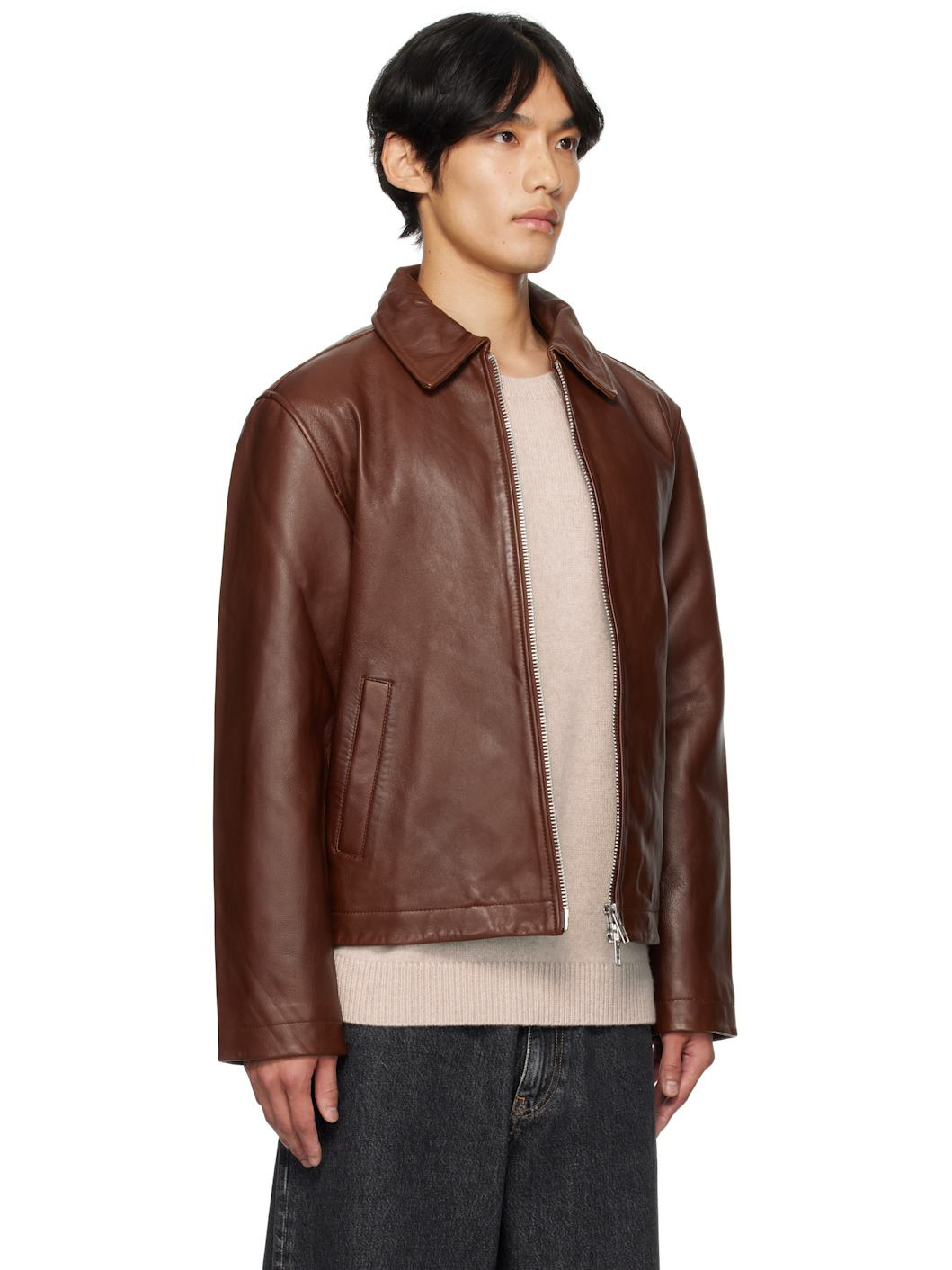 Tan Short Leather Jacket - 2