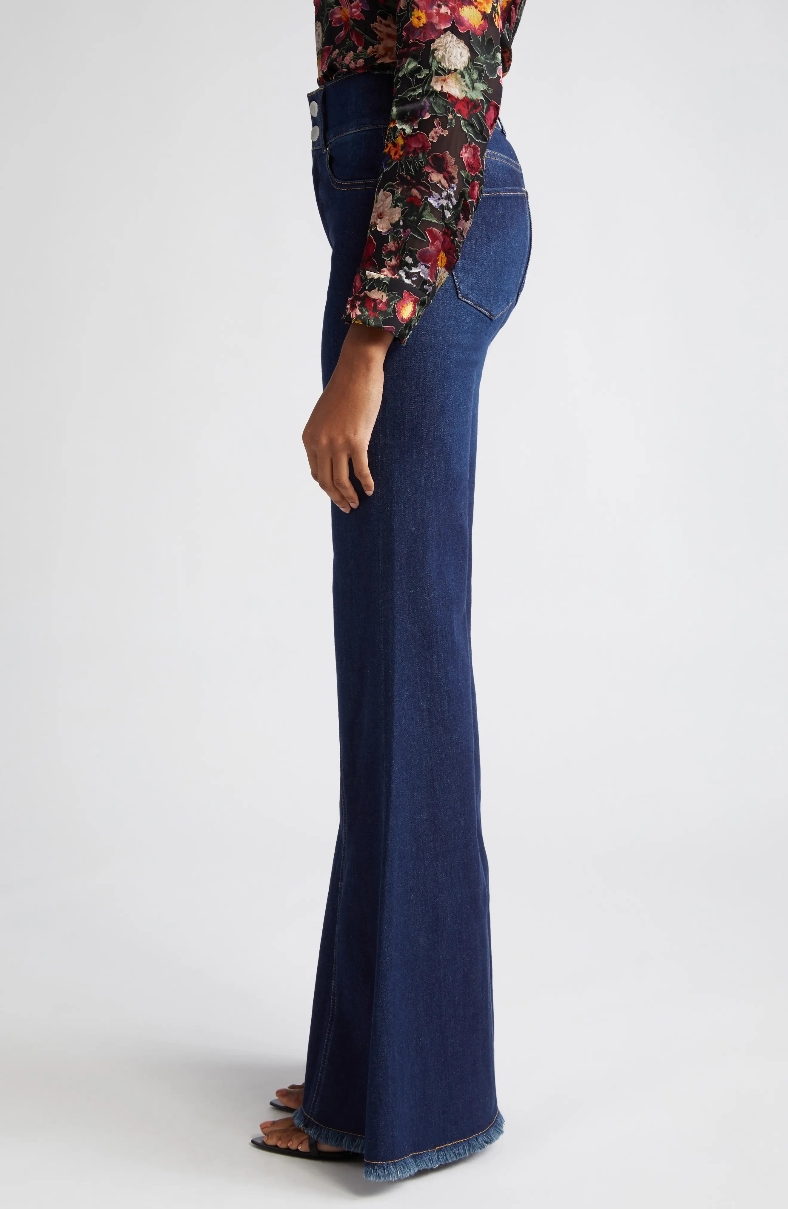 Alice Olivia High Waist Ruffle Flare Leg Jeans nordstrom