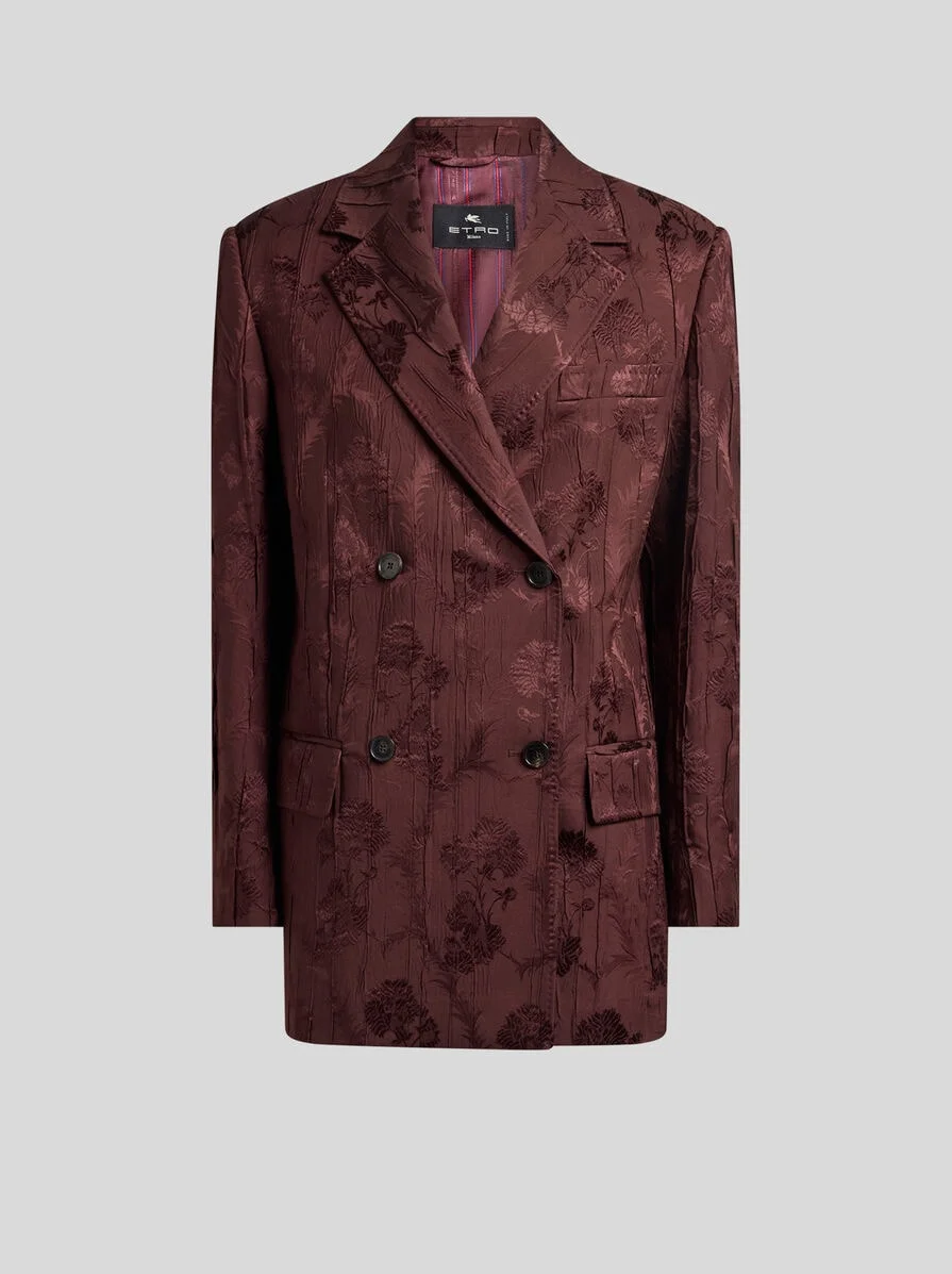 DOUBLE-BREASTED WOOL-BLEND BARK-EFFECT JACKET - 1