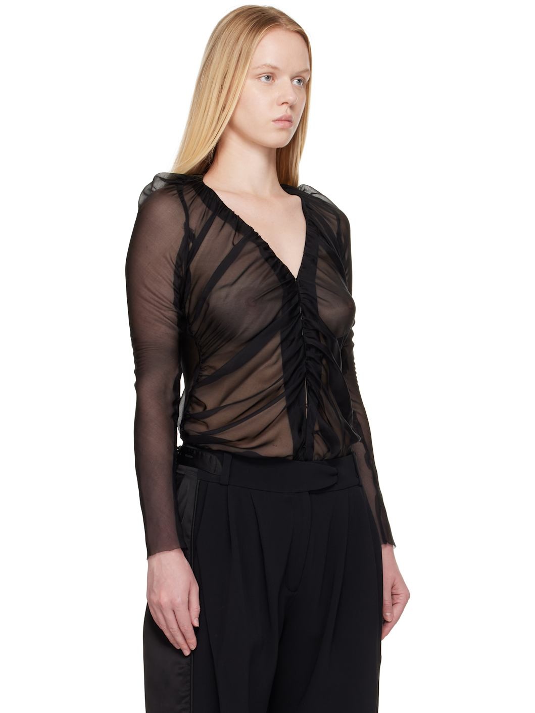 Black Ruched Blouse - 2