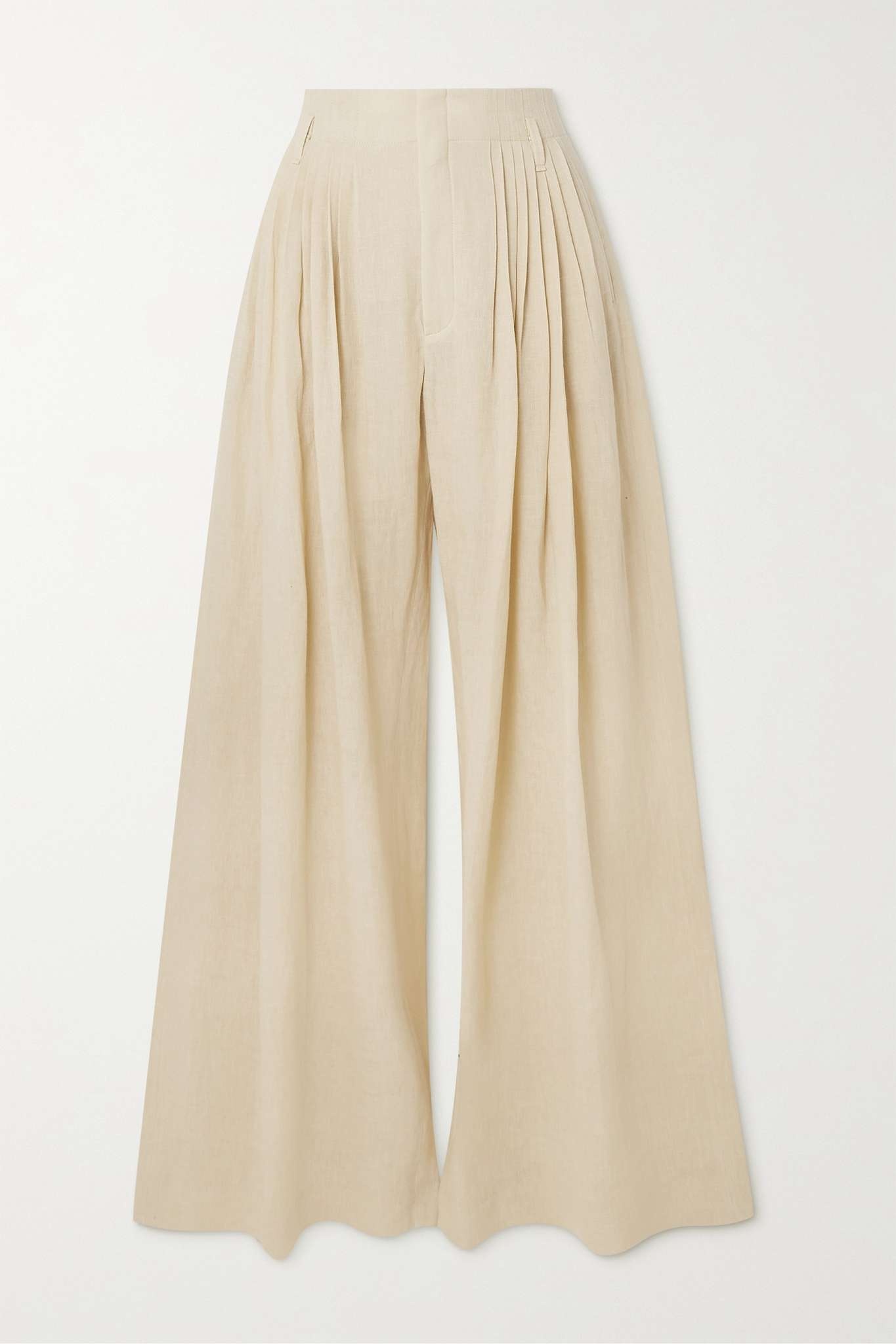 Pleated linen wide-leg pants - 1