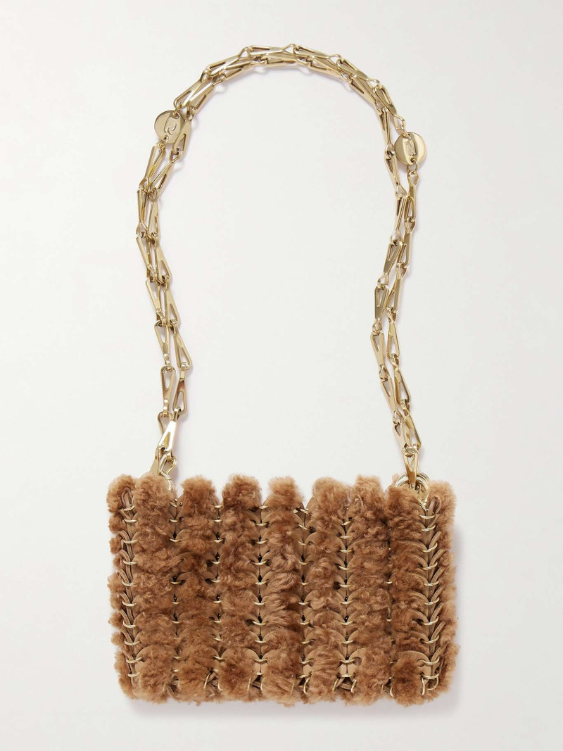 1969 Nano embellished leather and shearling shoulder bag Camel 1