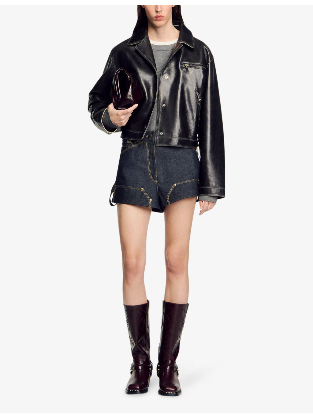 Jude faded-effect lace-up leather jacket - 2