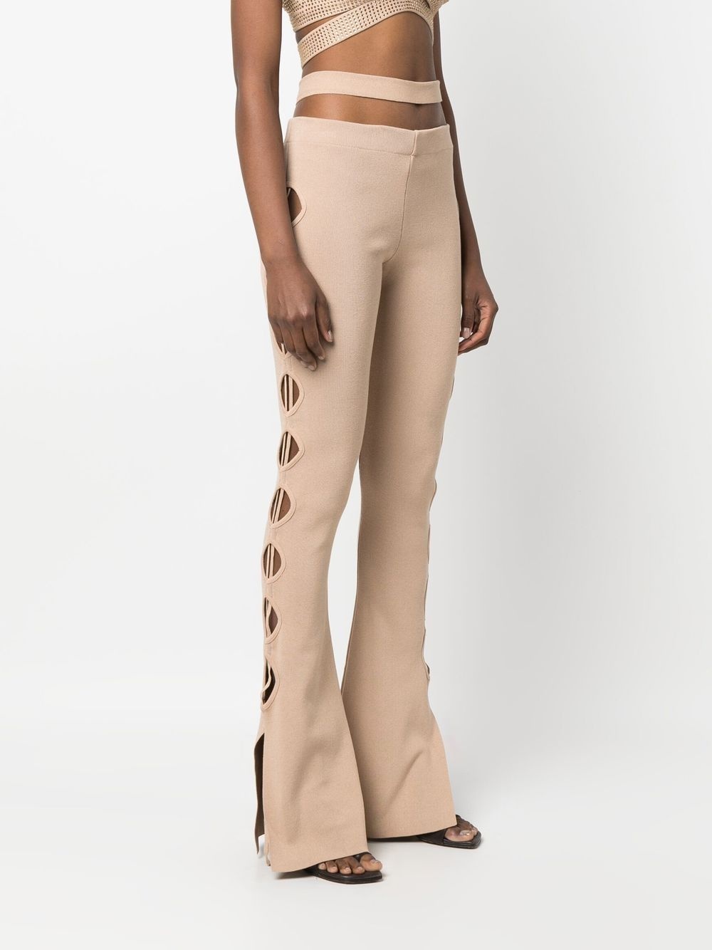 cut-out detail bootcut trousers - 3