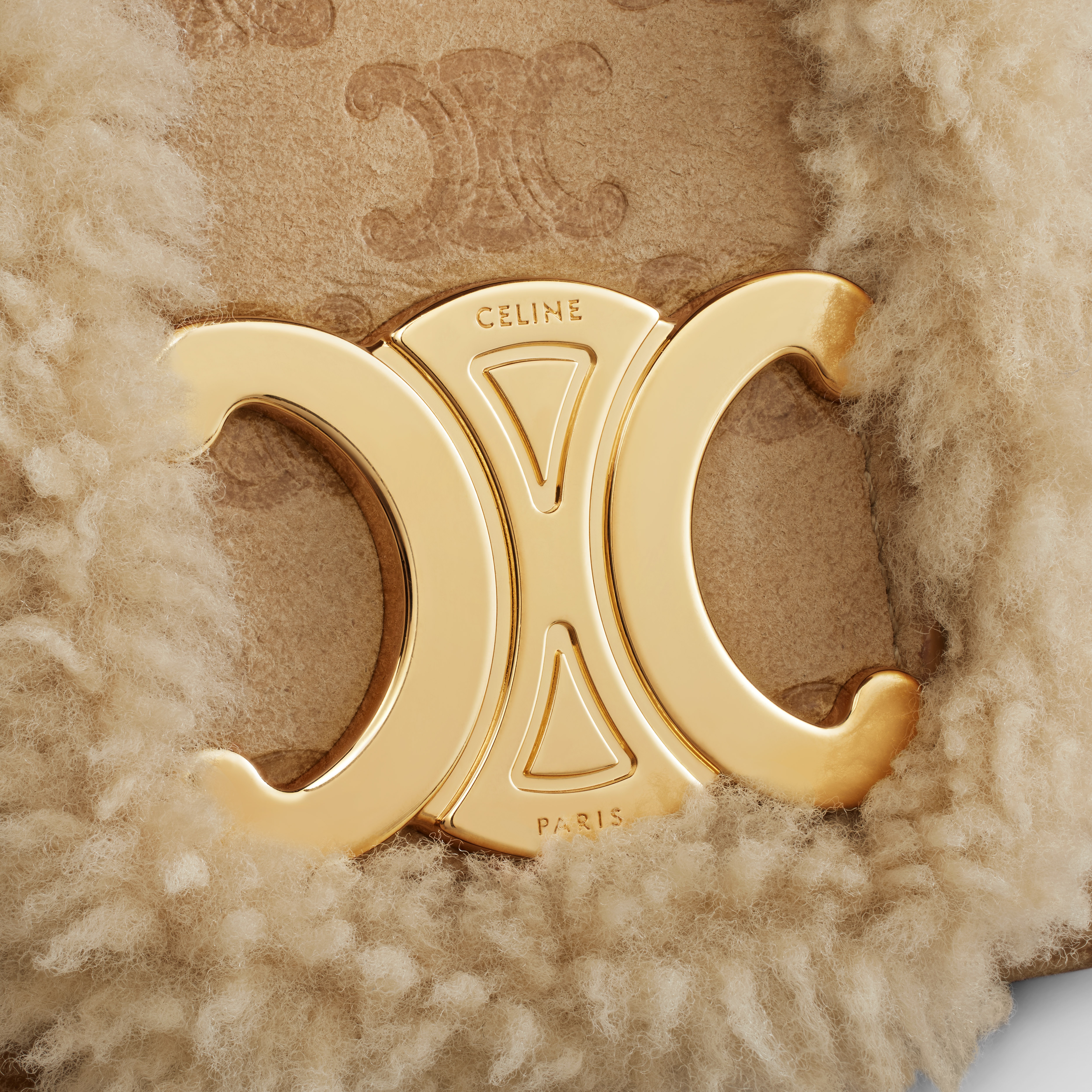 Medium Celine Victoire Bag in SHEARLING WITH TRIOMPHE ALL-OVER - 4