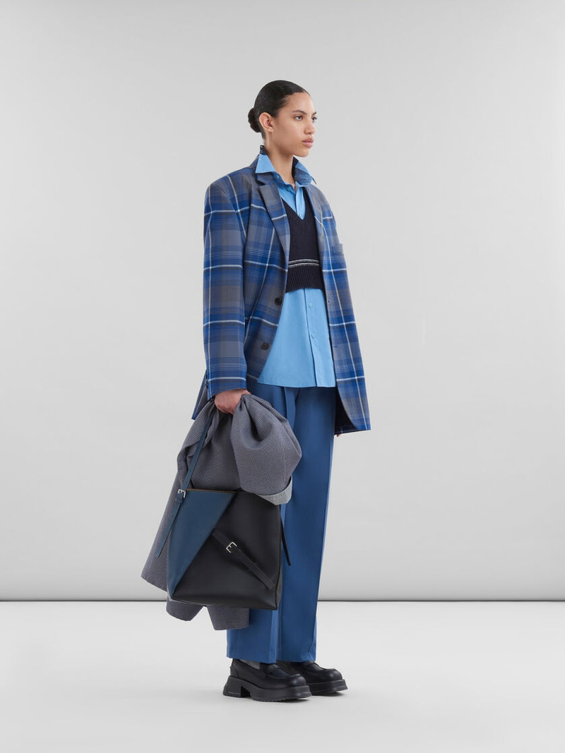BLUE TROPICAL WOOL PLEATED TROUSERS 5