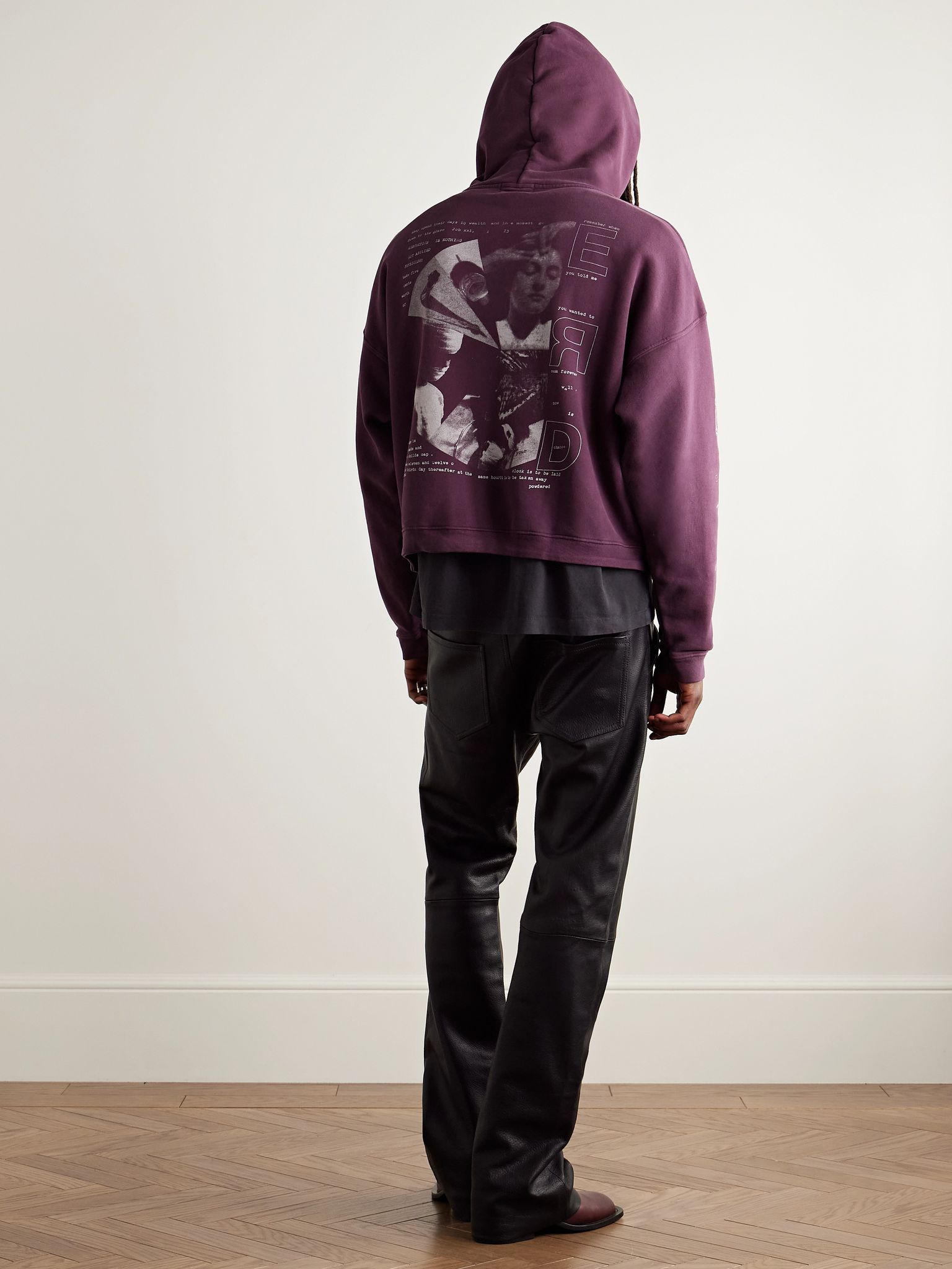 Remember When Printed Cotton-Jersey Hoodie Burgundy - 2