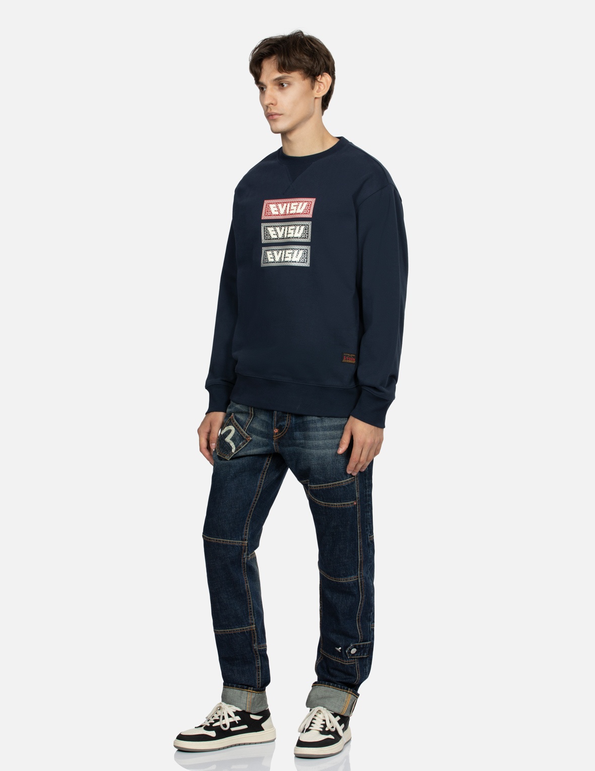 TRIPLE BOX LOGO PRINT RELAX FIT SWEATSHIRT - 3