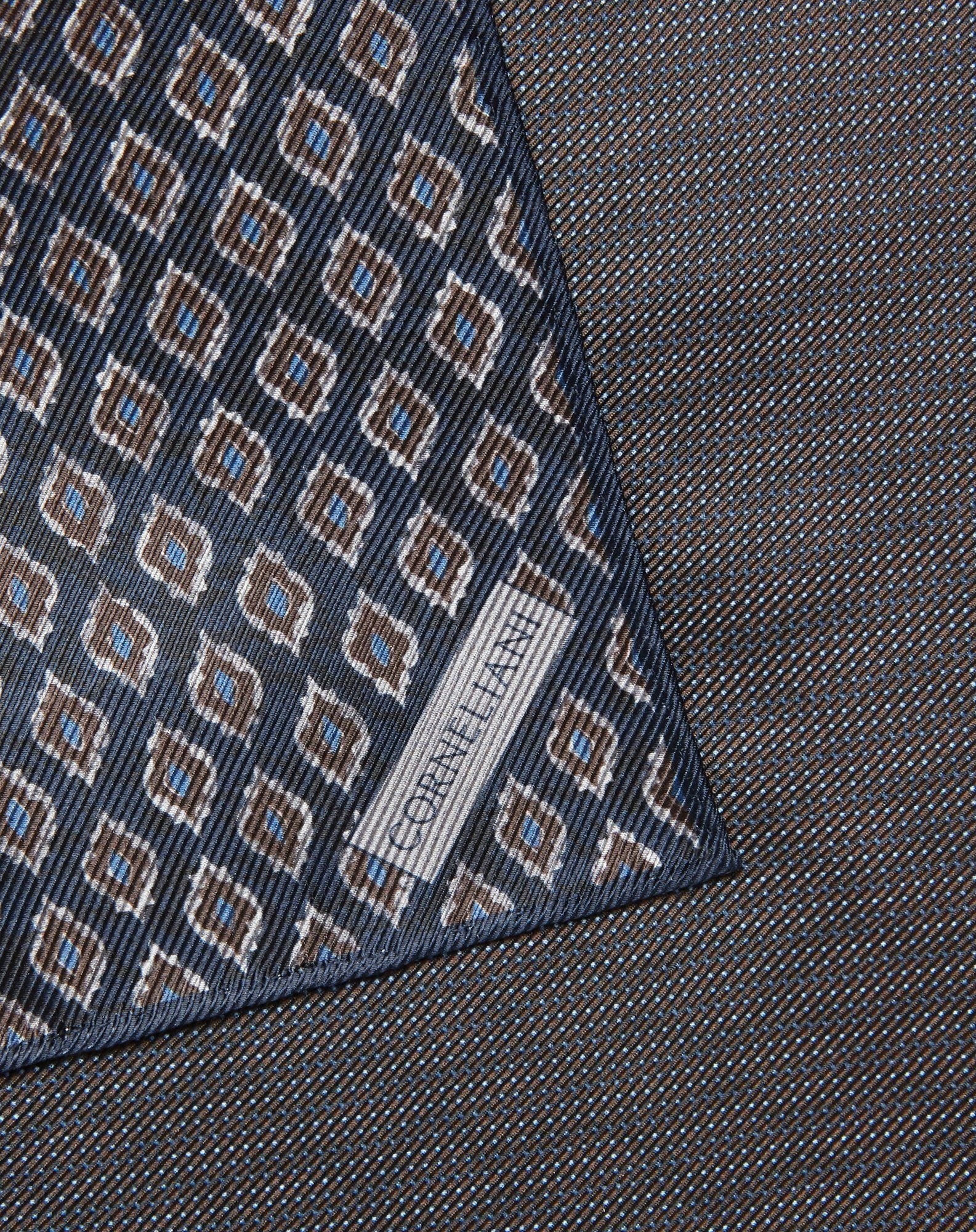 Dark brown and blue silk pocket square - 2