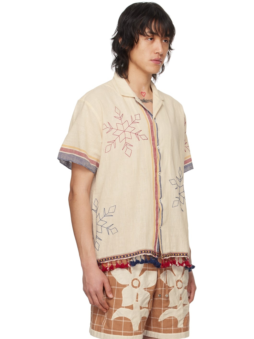 Off White Tassel Shirt - 2