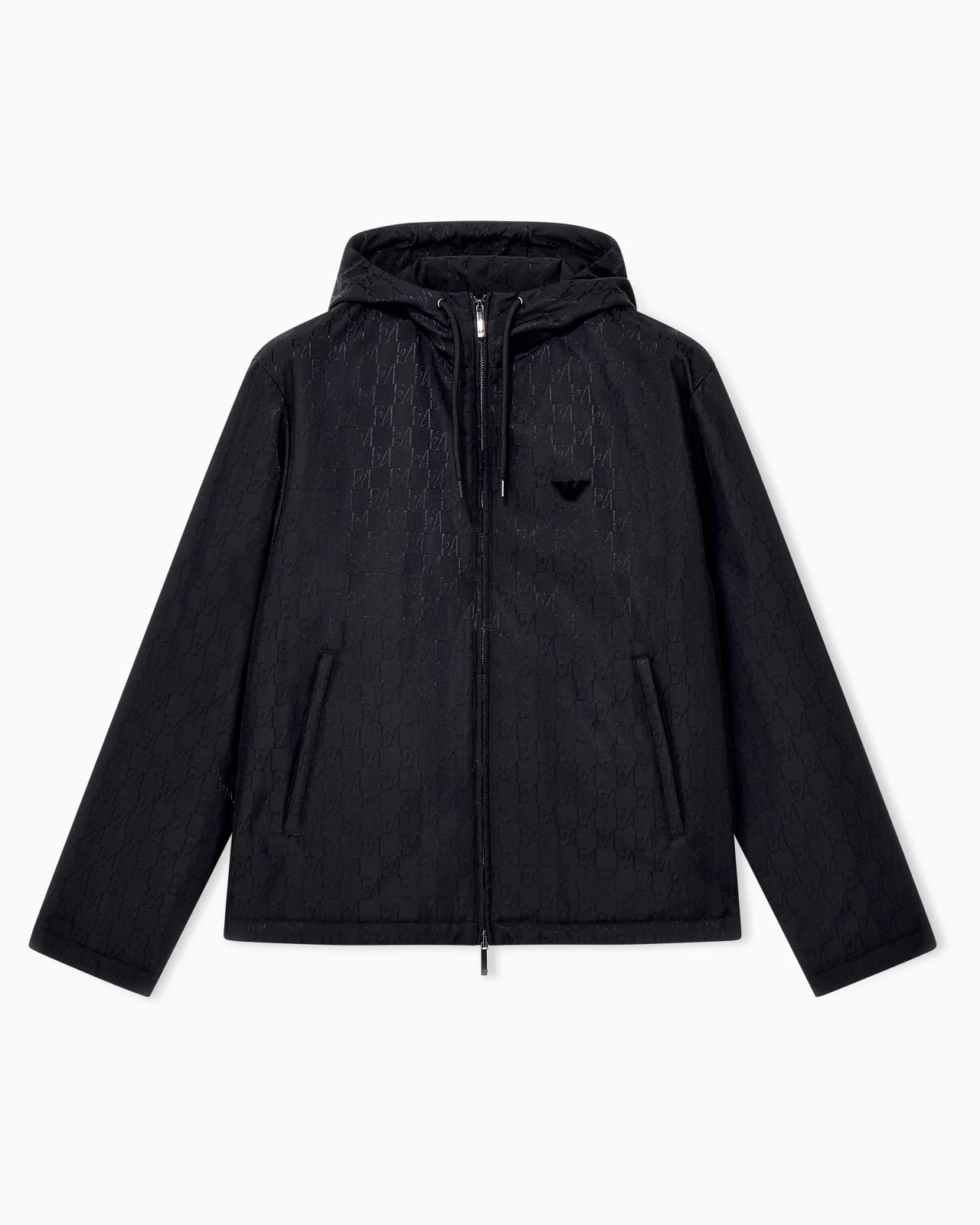 HOODED BLOUSON JACKET WITH AN ALL-OVER MONOGRAM PATTERN - 1