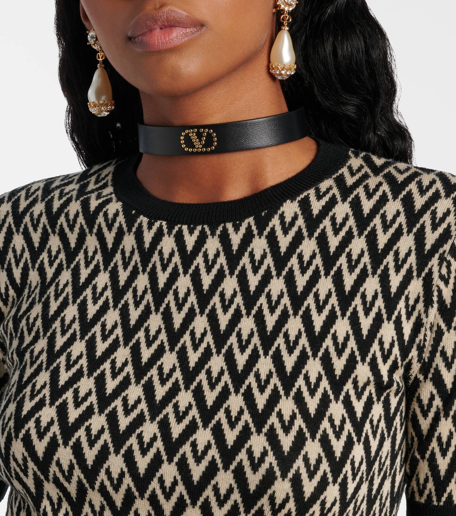 VLogo Signature leather choker - 5