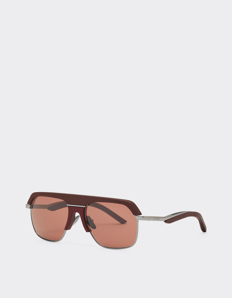 Ferrari Ferrari sunglasses in shiny gunmetalmetal with brown lenses outlook