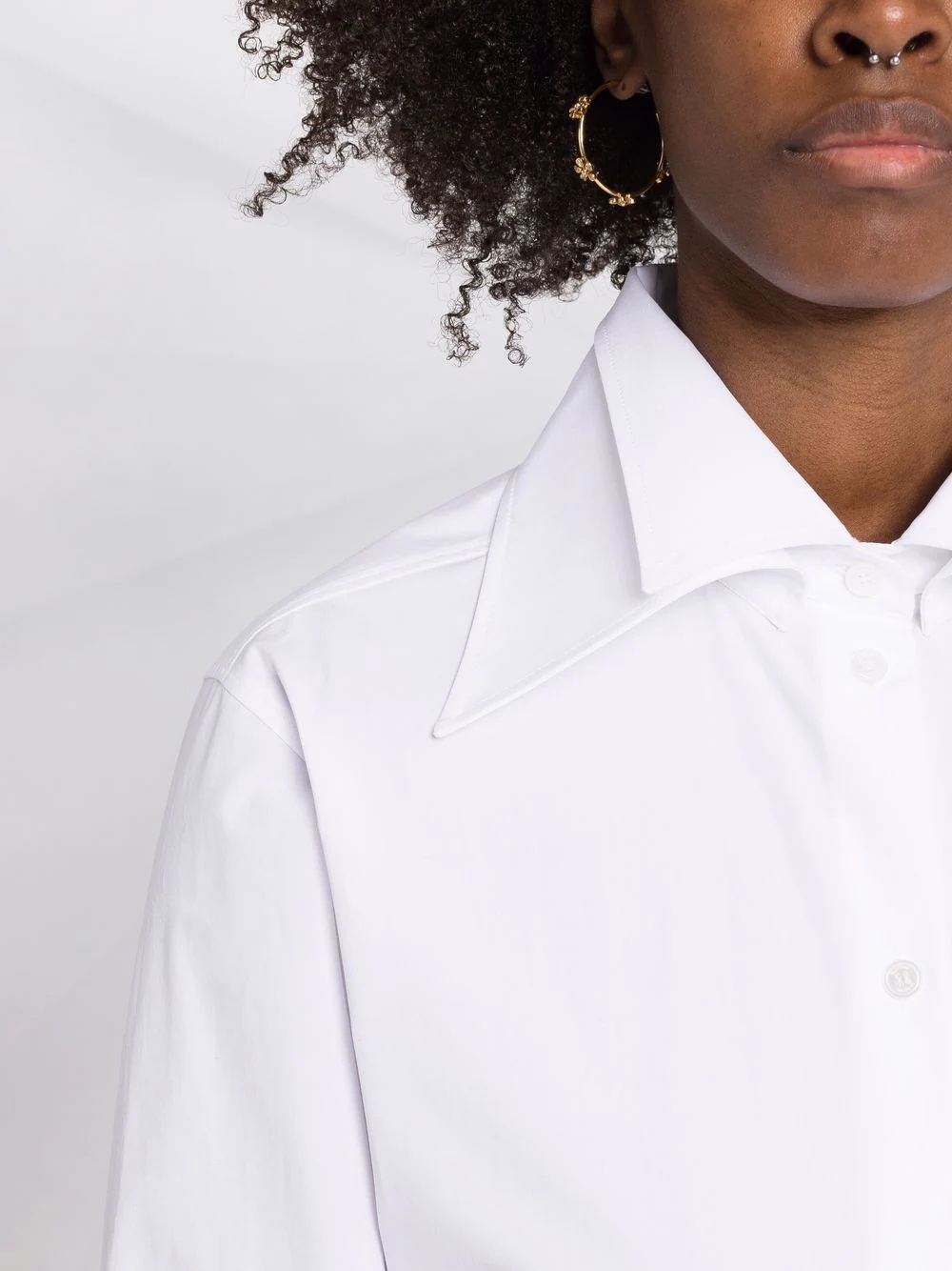oversized pointed-collar button-front shirt - 5