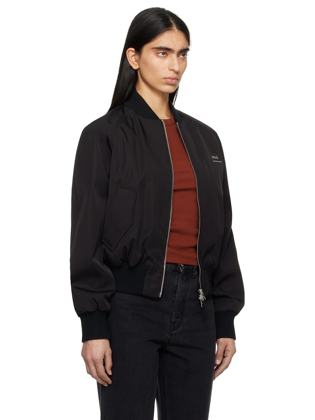 Black Twill Bomber Jacket - 2