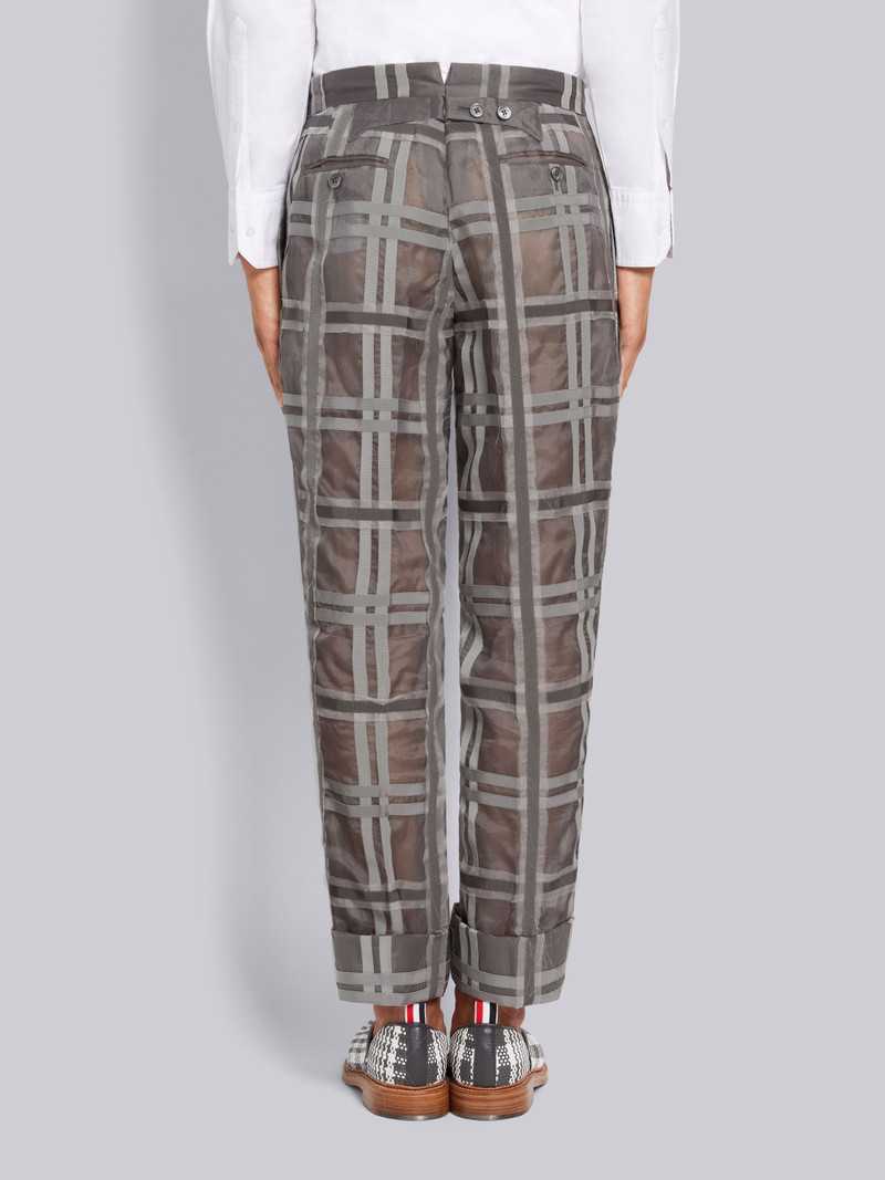 Medium Grey Silk Organza Check Classic Trouser 3