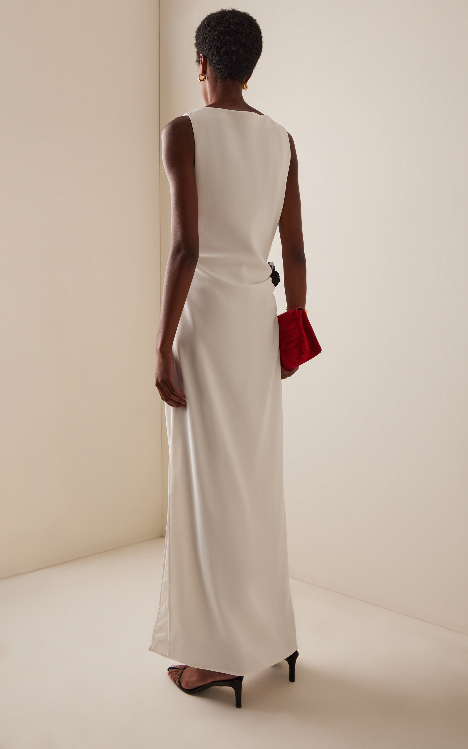 Indria Gathered Crepe Maxi Dress white - 4