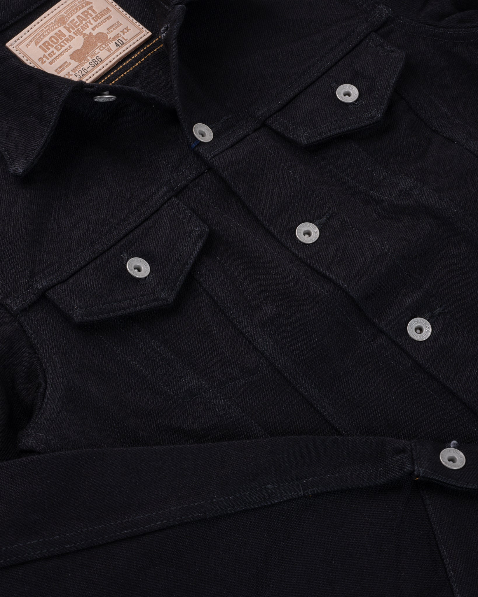 IH-526-SBG 21oz Selvedge Denim Modified Type III Jacket - Superblack (Fades To Grey) - 8