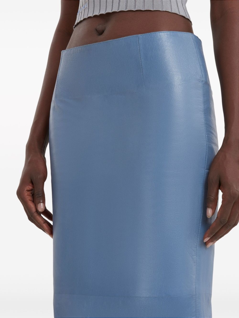 rear-slit leather maxi skirt - 4