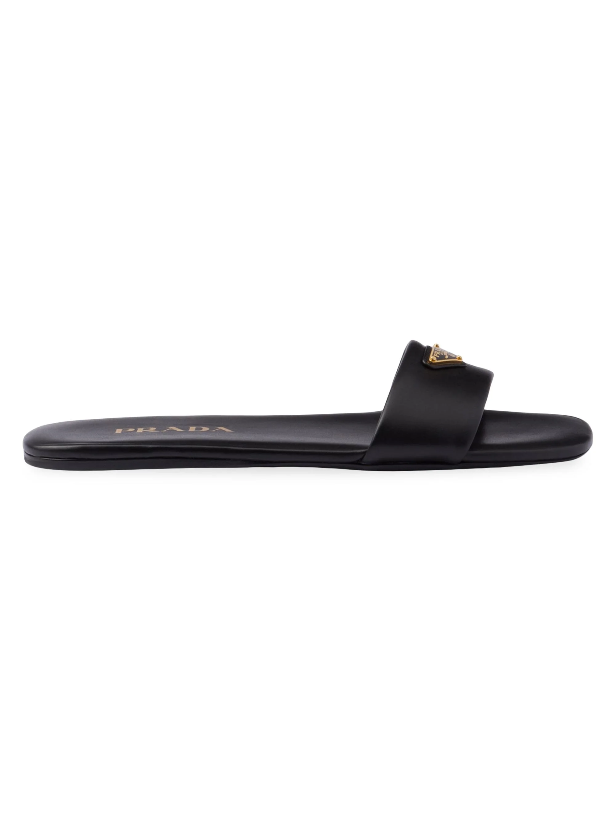 Women's Leather Slides - Black - 1