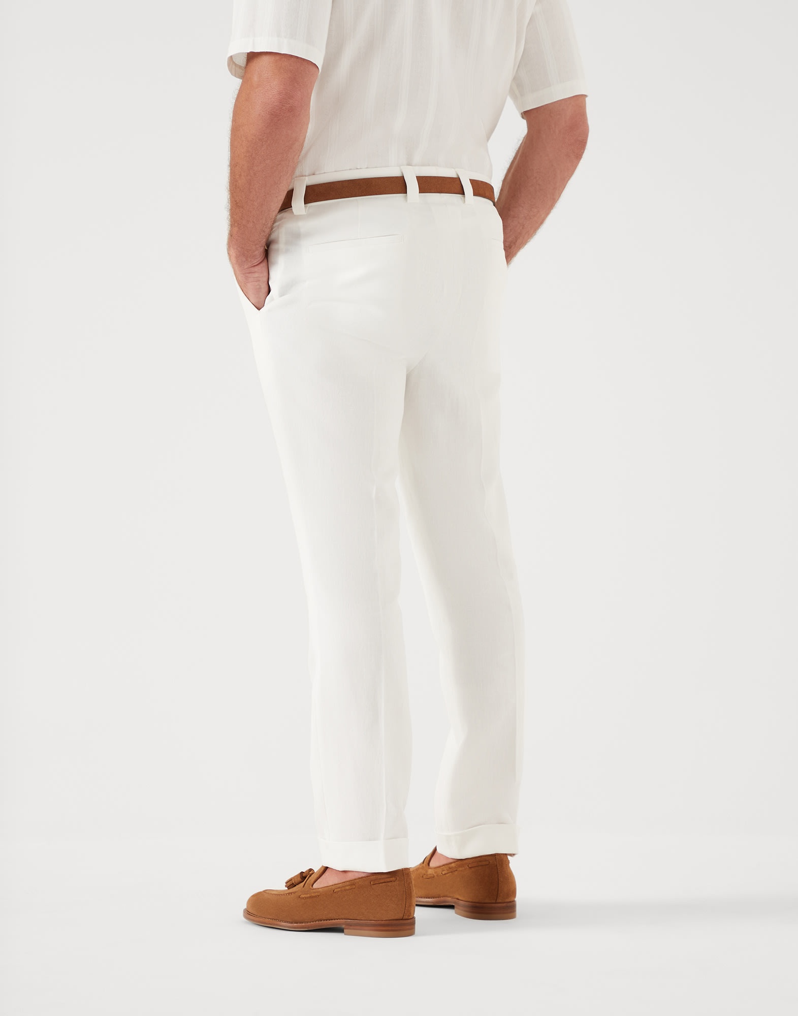 Twisted linen leisure fit trousers with pleat - 2