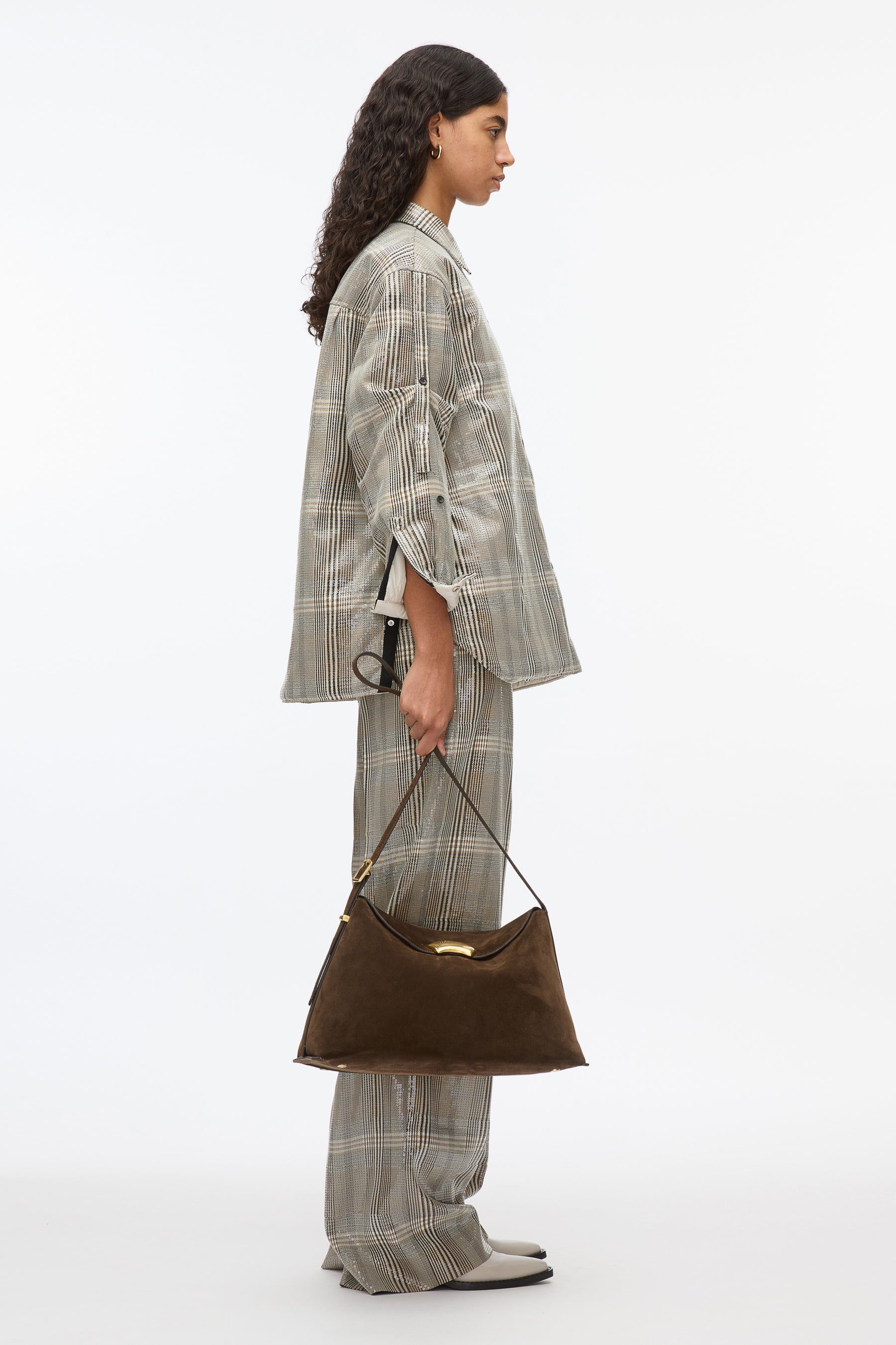 Sequin Plaid Shirt Jacket - 3