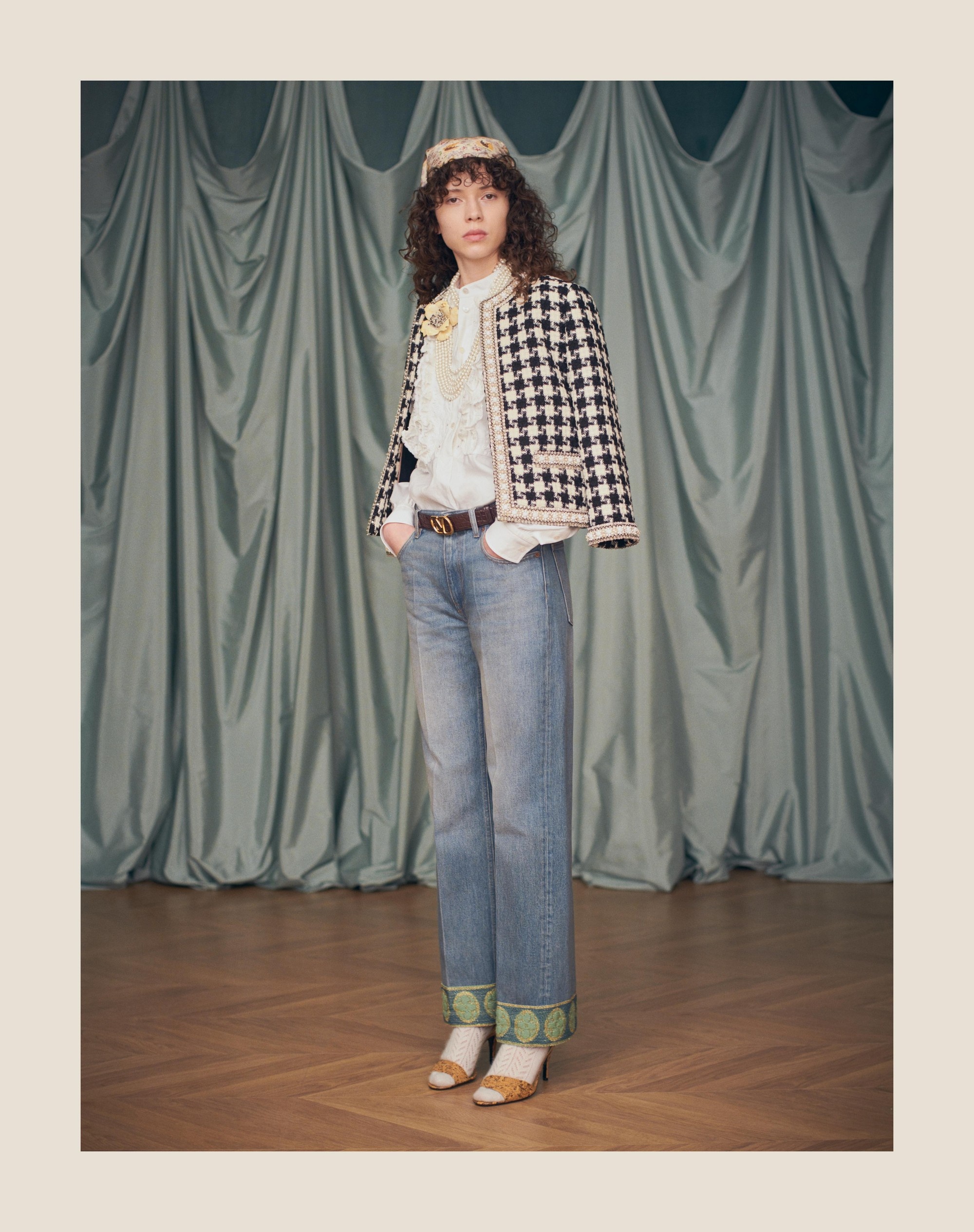 EMBROIDERED JACKET IN DAMIER LIGHT TWEED - 9