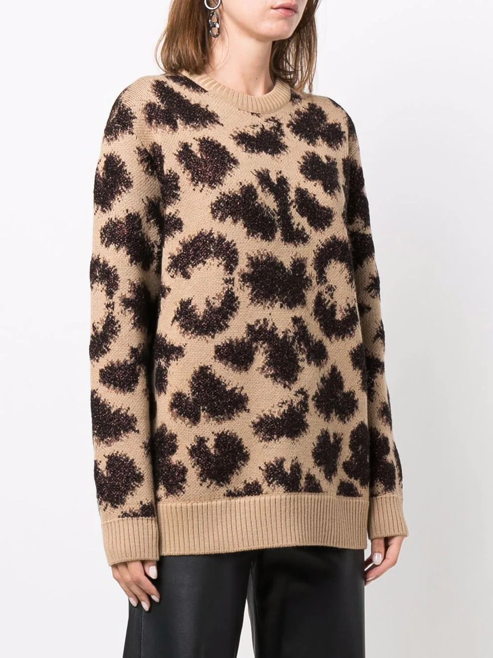 long-sleeved lurex leopard jumper - 3