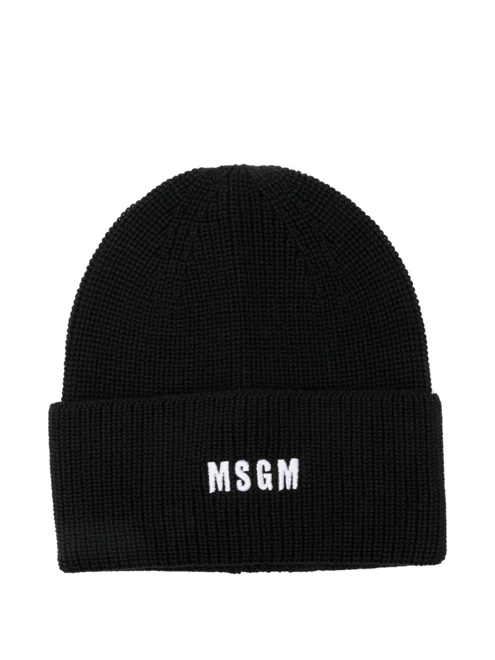 logo-embroidered ribbed beanie - 1