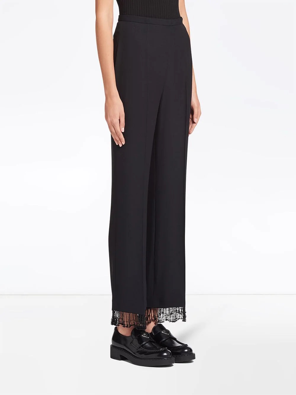 embellished satin sablé trousers - 3